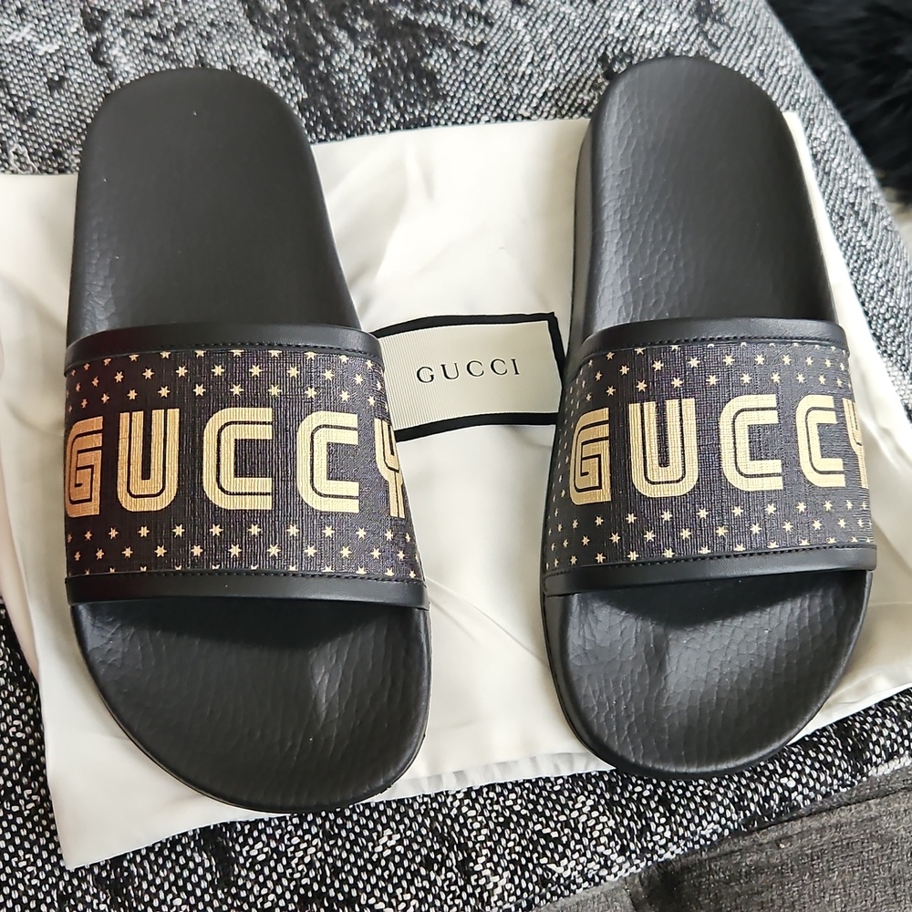GUCCI Slides Sz 7 Eu37 (Limited Edition)Tag/Dust Bag NEW Starrynight GUCCY +500